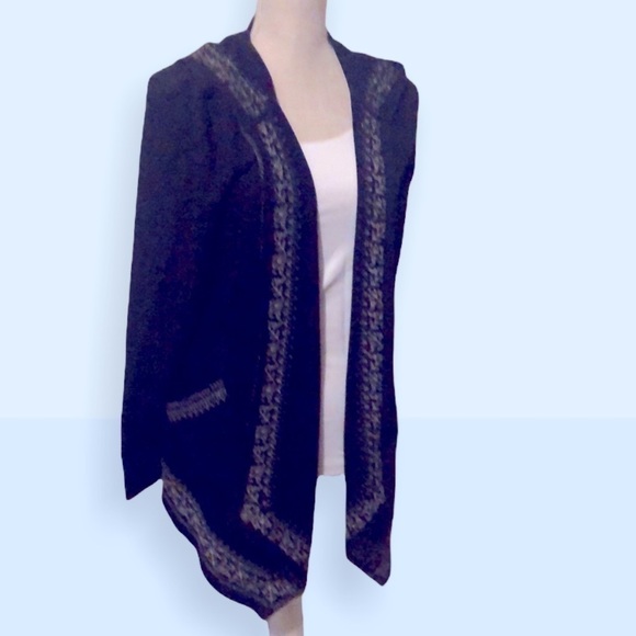 Style & Co black hoodie cardigan with metallic trim, sz med. - Picture 2 of 7